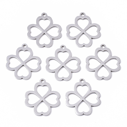 Pendentifs en acier inoxydable, Coupe au laser, trèfle