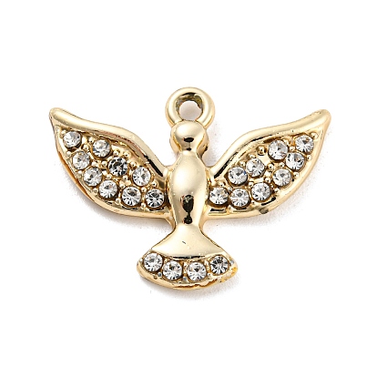 Подвески со стразами из сплава с УФ-покрытием, прелести голубя