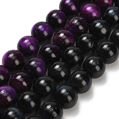 Природных тигровый глаз бисер нитей, окрашенная и подогревом, круглые, класса AB