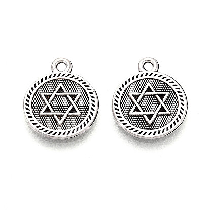 Сплавочные подвески тибетского стиля, плоские круглые подвески и звезда Давида, без кадмия и без свинца