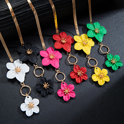 Браслеты на ногу из сплава, окрашенного распылением, с цветочным узором, золотые