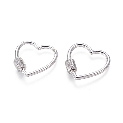 Латунные микропаве, кубический цирконий, винт, карабин, подвески с замком, для изготовления ожерелий, сердце