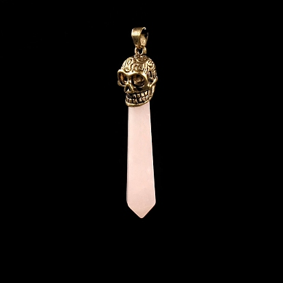 Halloween Natural & Synthetic Gemstone Big Pendants, with Metal Skull Findings, Cone Charm