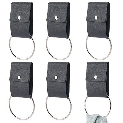 6шт. крючки для полотенец из искусственной кожи, с железными кольцами