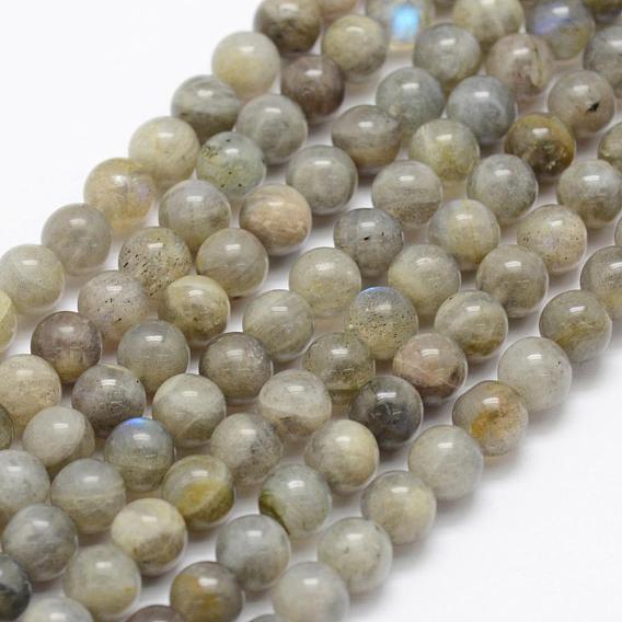 Natural Labradorite Beads Strands, Grade A-, Round