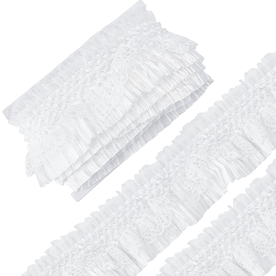 10 Yards Polyester Lace Ribbon, for Clothes Accessories, with Cards