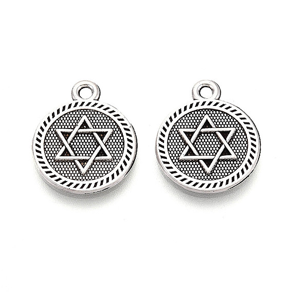 Сплавочные подвески тибетского стиля, плоские круглые подвески и звезда Давида, без кадмия и без свинца