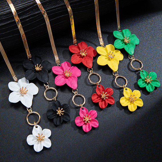 Браслеты на ногу из сплава, окрашенного распылением, с цветочным узором, золотые