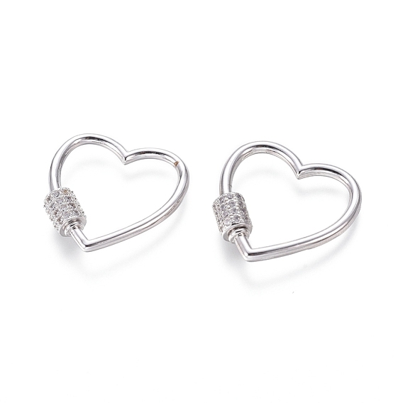 Латунные микропаве, кубический цирконий, винт, карабин, подвески с замком, для изготовления ожерелий, сердце