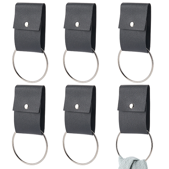 6шт. крючки для полотенец из искусственной кожи, с железными кольцами