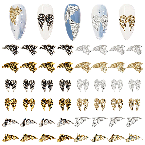 48шт 12 стили тибетский стиль сплав кабошоны, украшения для ногтей, крыло