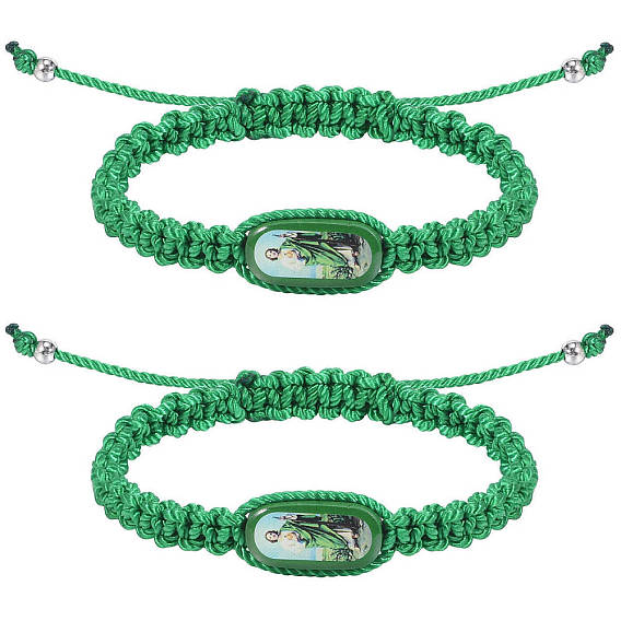 Плетеные браслеты из хлопкового шнура, Пластиковые овальные браслеты из бисера с узором Сан-Худас Тадео для женщин и мужчин.