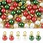 60 Stück 3 Farben Weihnachts-Glasperlen-Anhänger, Runde, mit  eisernem Zubehör