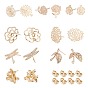 Brass Stud Earring Findings, with Loop and Brass Ear Nuts
