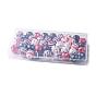 42Pcs 7 Styles Independence Day Theme Schima Wood Beads, Printed Round Beads
