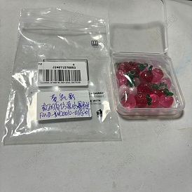 16Pcs 10 Colors Transparent Resin & Acrylic 3D Fruit Pendants, Strawberry & Apple & Cherry Charms