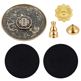 CHGCRAFT 5 Style Alloy & Brass Incense Burner Holder, with Incense Burner Mat, Mixed Shapes