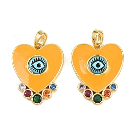 Латунные микро проложить кубического циркония подвески, с эмалью, обереги от сглаза в виде сердца
