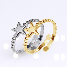 Trendy design sense cold style niche five-pointed star titanium steel ring female adjustable stainless steel ring