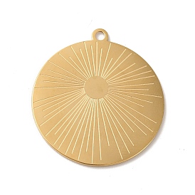 Ion Plating 304 Stainless Steel Pendants, Flat Round