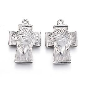 304 Stainless Steel Pendants, For Easter, Cross with Jesus