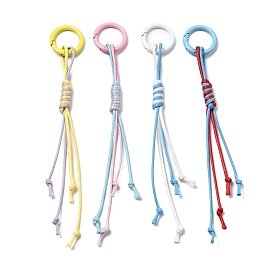 4 шт. корейских вощеных полиэфирных шнуров для подвесных украшений, Кольца-пружинки из сплава, окрашенные распылением, для украшений на сумках