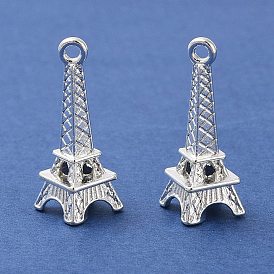 Tibetan Style Alloy Pendants, Eiffel Tower Charm for Bracelet Making, Cadmium Free & Lead Free, 24x8x7mm, Hole: 1.5mm