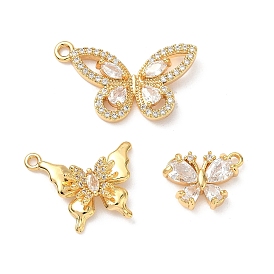 Латунные микропаве прозрачные подвески с фианитом, очарование бабочки, без никеля 
