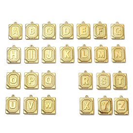 Ion Plating(IP) 304 Stainless Steel Pendants, Rectangle with Letter Charm