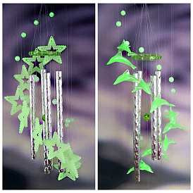 Luminous Wind Chimes, Dolphin/Star Acrylic Pendant Hanging Ornament, Glow in the Dark, for Home Door and Window Decorations