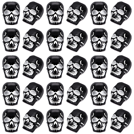 200 шт. акриловые непрозрачные европейские бусины с распылительной печатью, бусины с большим отверстием, череп головы