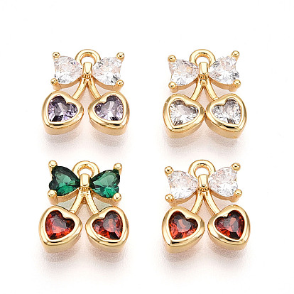 Латунные микро проложить кубического циркония прелести, бантом и сердца, реальный 18 k позолоченный