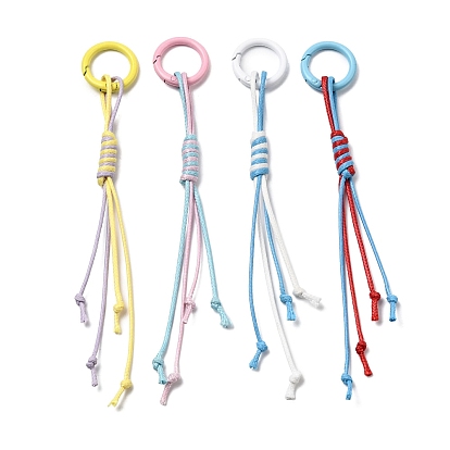 4 шт. корейских вощеных полиэфирных шнуров для подвесных украшений, Кольца-пружинки из сплава, окрашенные распылением, для украшений на сумках