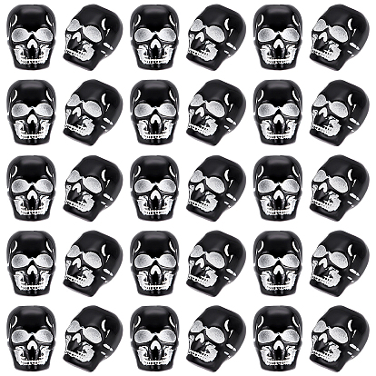 200 шт. акриловые непрозрачные европейские бусины с распылительной печатью, бусины с большим отверстием, череп головы