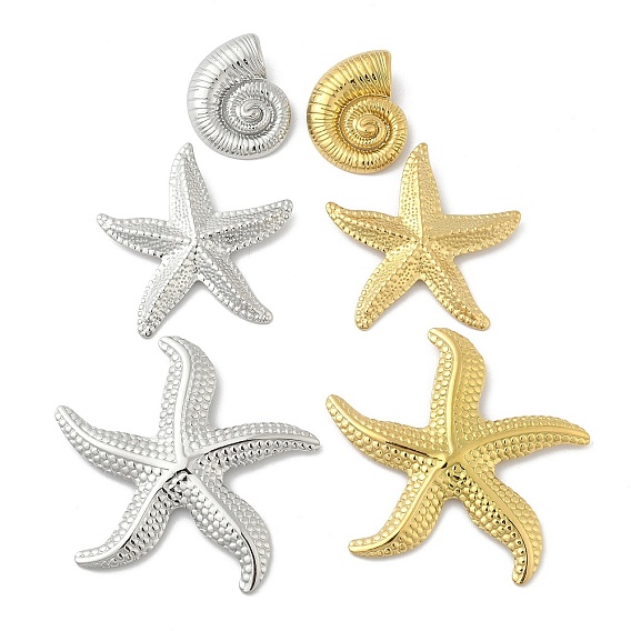 304 подвески из нержавеющей стали, ионное покрытие (ip), форма морской звезды/ракушки