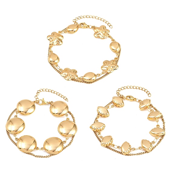 304 Многорядные браслеты из нержавеющей стали с цепочками и якорными звеньями для женщин, реальный 18 k позолоченный