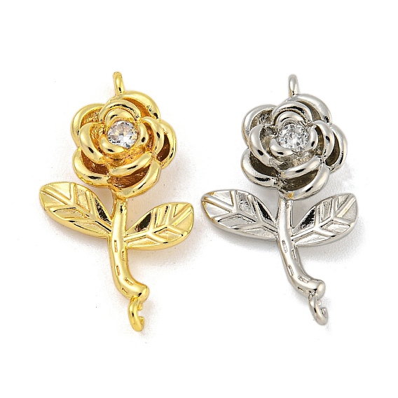 Долговечные латунные подвески с микропаве и прозрачным фианитом, роза ссылка