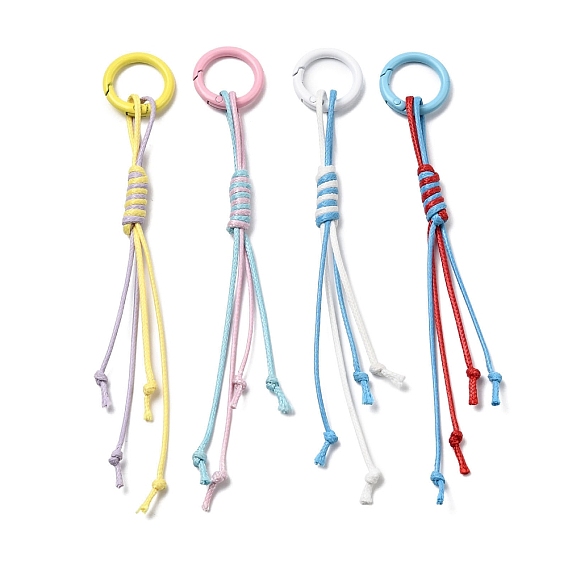 4 шт. корейских вощеных полиэфирных шнуров для подвесных украшений, Кольца-пружинки из сплава, окрашенные распылением, для украшений на сумках