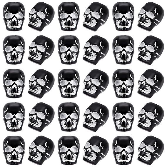 200 шт. акриловые непрозрачные европейские бусины с распылительной печатью, бусины с большим отверстием, череп головы