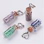 Clear Glass Bottle Gemstone Pendant Decorations, with Heart Alloy Lobster Claw Clasps