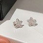 Женские серьги-гвоздики из латуни с микропаве из кубического циркония в форме звезды, платина
