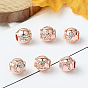Rose Gold Plated Alloy European Beads, with Crystal Rhinestone, Large Hole Beads, Rondelle with Twelve Constellations