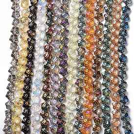 Transparent Electroplate Glass Beads Strands, Rainbow Plated, Star