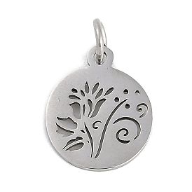 304 прелести нержавеющей стали, с целью перехода в кольце, лазерная резка, плоская круглая с подвеской в виде цветка