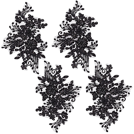 2 пары аппликаций из полиэстерового кружева с цветочным узором, аппликации из бисера ручной работы, аксессуары к костюму