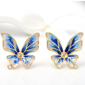 Zhongxing exquisite dripping oil butterfly 925 silver needle earrings simple 14k gold earrings earrings material