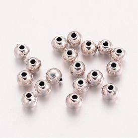 Tibetan Style Alloy Round Spacer Beads, Cadmium Free & Lead Free, 4mm, Hole: 1mm