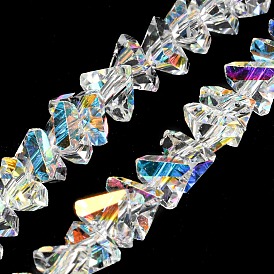 Plaquent verre transparent perles brins, de couleur plaquée ab , triangle facettes
