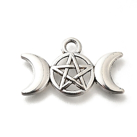 Tibetan Style Alloy Charms, Cadmium Free & Lead Free, Triple Goddess Pentagram