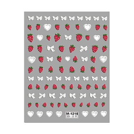 Bowknot & Strawberry Self Adhesive 5D Embossed Nail Art Stickers, DIY Nail Art Decoration